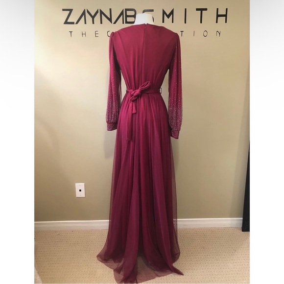 Burgundy Dress with Belt - Picture 6 of 16